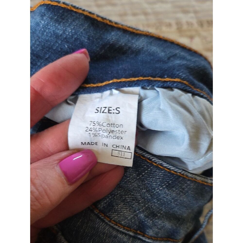 ASTYLISH Floral Patch Distressed Boyfriend Skinny Jeans, Size S BEACH PARTY! - Picture 10 of 13